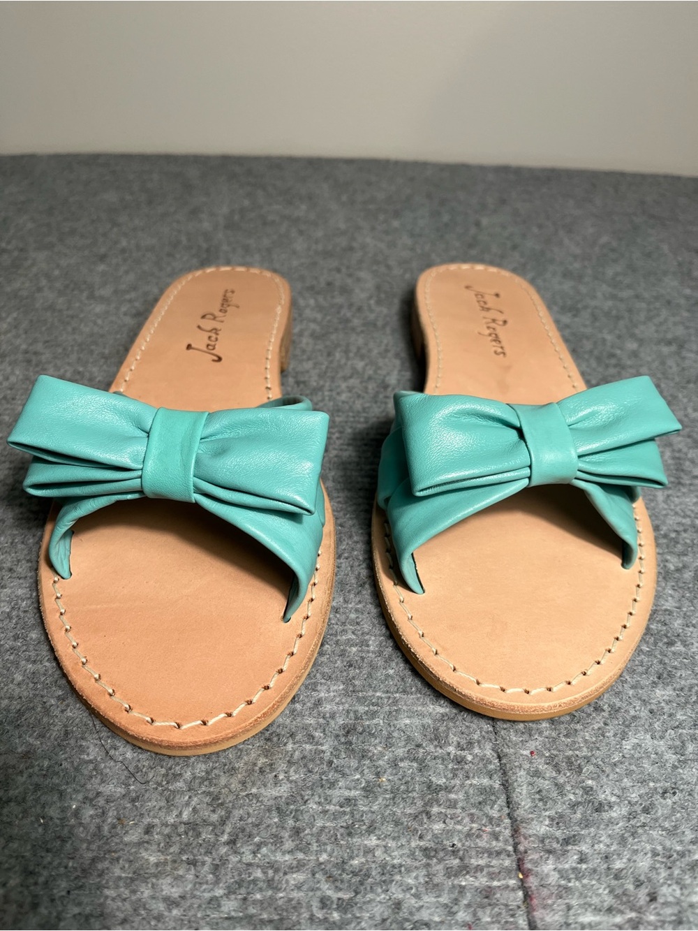 NWOT Jack Rogers Teal Bow Slide Sandals - Women's